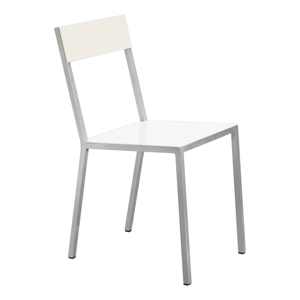 Chaise en métal blanc et ivoire 52x39x80cm - valerie_objects