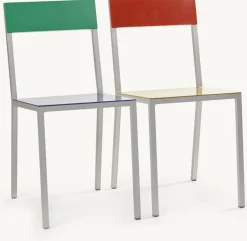 Chaise en métal bleu et vert 52x39x80cm - valerie_objects