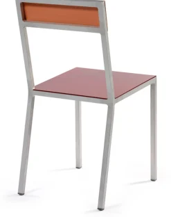Chaise en métal bordeaux et rose 52x39x80cm - valerie_objects
