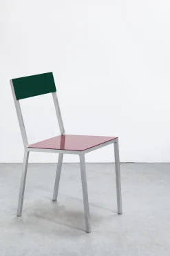 Chaise en métal bordeaux et vert 52x39x80cm - valerie_objects
