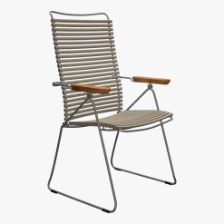 Chaise en métal et plastique beige avec accoudoirs 106,5x58,5cm Click - Houe