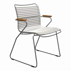 Chaise en métal et plastique blanc avec accoudoirs 60x90cm Click - Houe