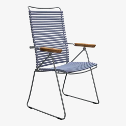 Chaise en métal et plastique bleu pigeon avec accoudoirs 106,5x58,5cm Click - Houe