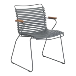 Chaise en métal et plastique gris foncé avec accoudoirs CLICK - Houe