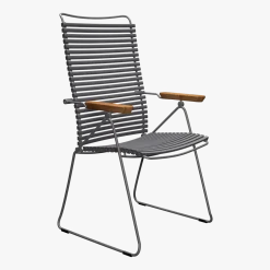 Chaise en métal et plastique gris foncé avec accoudoirs 106,5x58,5cm Click - Houe