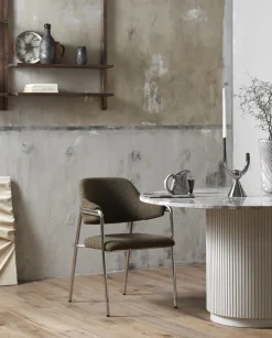 Chaise en métal et tissus vert peluche Albert - Nordal