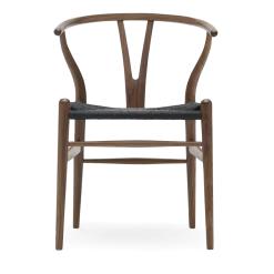 Chaise en noyer huilé et assise tissée noire 76cm CH24 - Carl Hansen & Søn