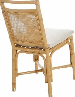 Chaise en rotin avec coussin en lin blanc 44 x 92 x 46 Riviera - KOK