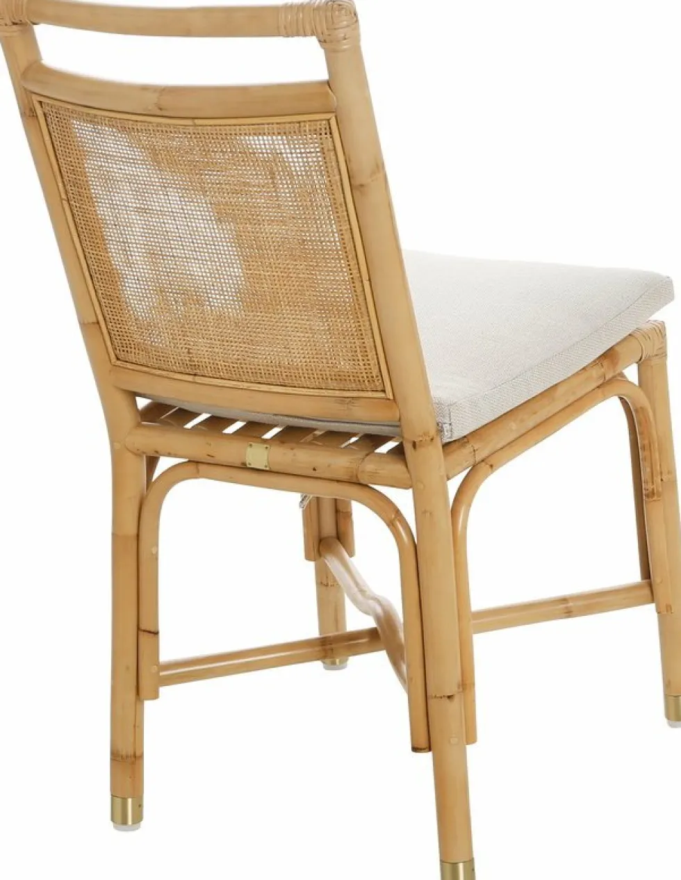 Chaise en rotin avec coussin en lin blanc 44 x 92 x 46 Riviera - KOK