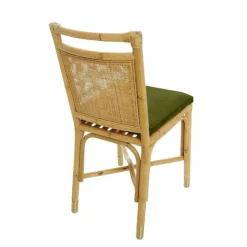 Chaise en rotin coussin velours vert Riviera - KOK
