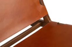 Chaise en teck et cuir naturel 60x82x74cm Nomad - Versmissen