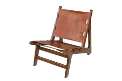 Chaise en teck et cuir naturel 60x82x74cm Nomad - Versmissen