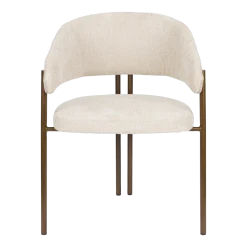Chaise en tissu beige et acier bronze Naida - Dutchbone