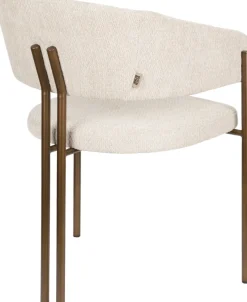 Chaise en tissu beige et acier bronze Naida - Dutchbone