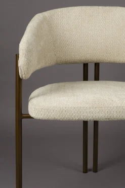 Chaise en tissu beige et acier bronze Naida - Dutchbone
