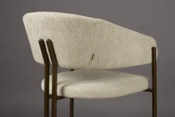 Chaise en tissu beige et acier bronze Naida - Dutchbone