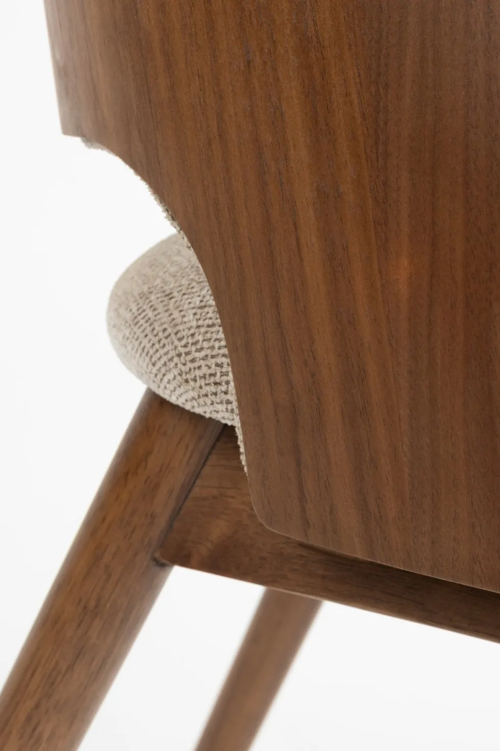 Chaise en tissu beige et bois d'hévéa Velore - Dutchbone