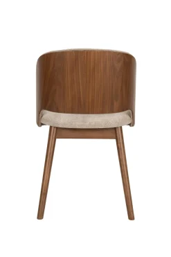 Chaise en tissu beige et bois d'hévéa Velore - Dutchbone