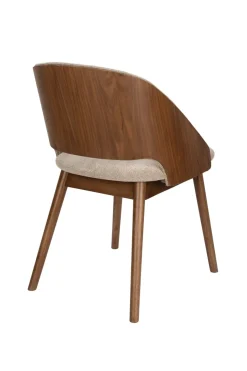 Chaise en tissu beige et bois d'hévéa Velore - Dutchbone