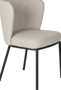 Chaise en tissu beige et métal noir Marius - The Cool Republic