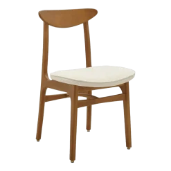 Chaise en tissu bouclé crème et frêne foncé 52 x 45 bouclé Série 200-190 Mix - 366 Concept