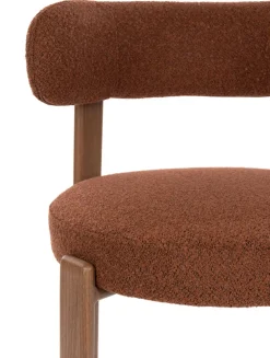 Chaise en tissu bouclette marron et métal marron Sora - The Cool Republic