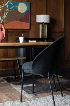 Chaise en tissu bouclé noir Rodin - Dutchbone