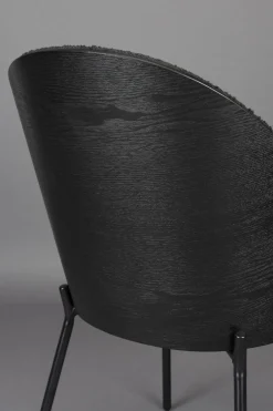 Chaise en tissu bouclé noir Rodin - Dutchbone