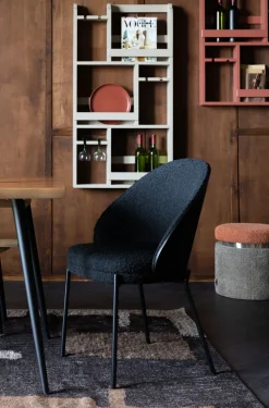 Chaise en tissu bouclé noir Rodin - Dutchbone