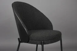 Chaise en tissu bouclé noir Rodin - Dutchbone