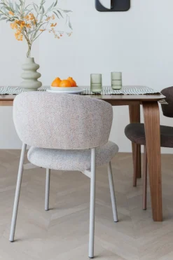 Chaise en tissu et acier beige Nalia - The Cool Republic