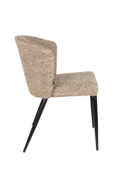 Chaise en tissu marron et métal noir Georgia - Dutchbone