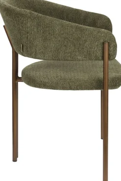 Chaise en tissu vert et acier bronze Naida - Dutchbone
