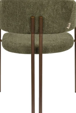 Chaise en tissu vert et acier bronze Naida - Dutchbone
