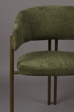 Chaise en tissu vert et acier bronze Naida - Dutchbone