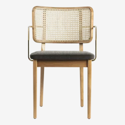 Chaise grise avec accoudoirs en chêne naturel Cannage - RED Edition