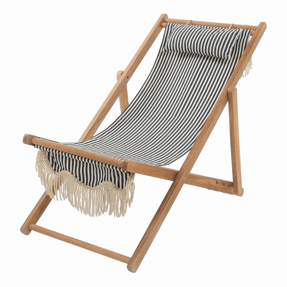 Chaise longue aux rayures bleues et blanches Sling Premium - Business & Pleasure