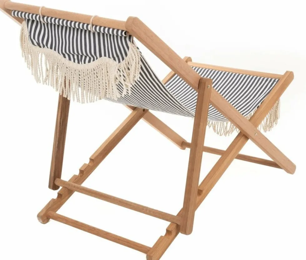 Chaise longue aux rayures bleues et blanches Sling Premium - Business & Pleasure