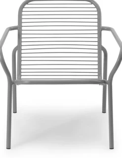 Chaise longue d'extérieur en acier avec accoudoirs gris Vig - Normann Copenhagen
