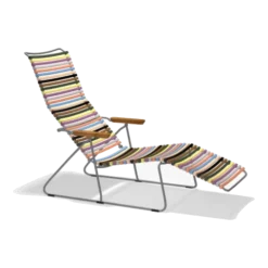 Chaise longue en acier et lamelle en plastique multicolore 1 60x145x32cm - Houe