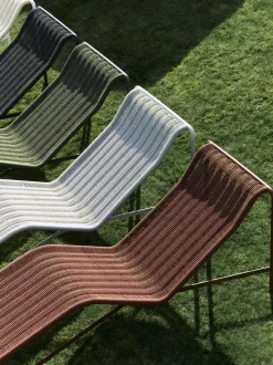 Chaise longue en corde et acier bordeaux 65x164x70cm Palissade - Hay