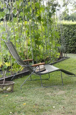 Chaise longue en métal et plastique jaune citron 143x60,5x96cm sunlounger Click - Houe