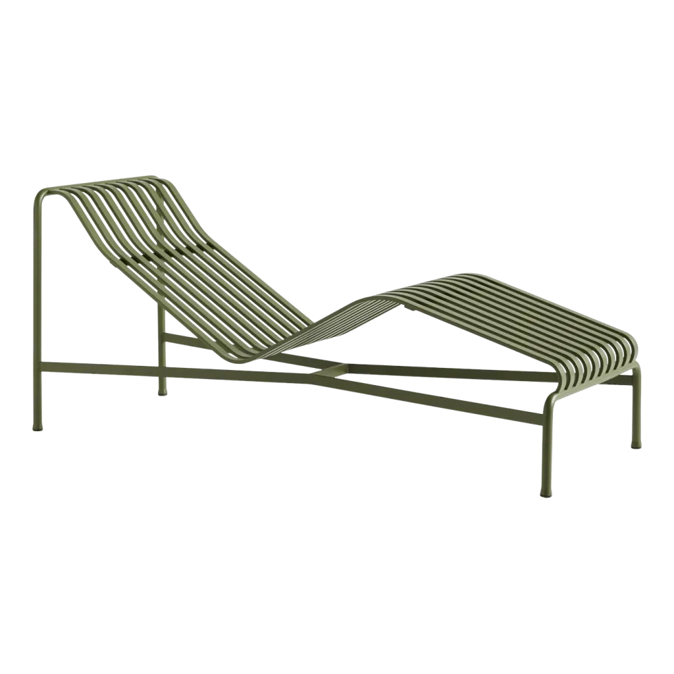 Chaise longue en métal olive Palissade - HAY