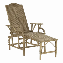 Chaise longue en rotin patiné vieilli Grand-mère - KOK