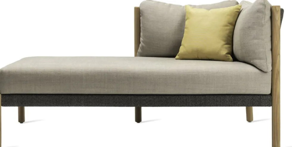 Chaise longue modulable droit en teck et cordes anthracites Lento - Vincent Sheppard