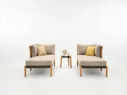 Chaise longue modulable droit en teck et cordes anthracites Lento - Vincent Sheppard