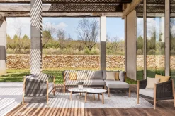 Chaise longue modulable droit en teck et cordes anthracites Lento - Vincent Sheppard