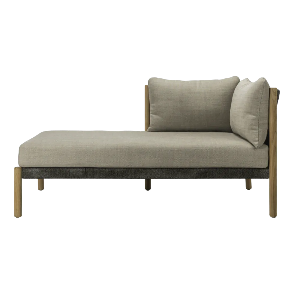 Chaise longue modulable droit en teck et cordes anthracites Lento - Vincent Sheppard