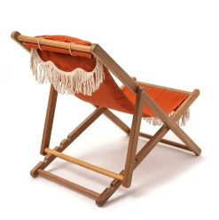 Chaise longue transat de jardin en bois et tissu orange The Sling - Business & Pleasure
