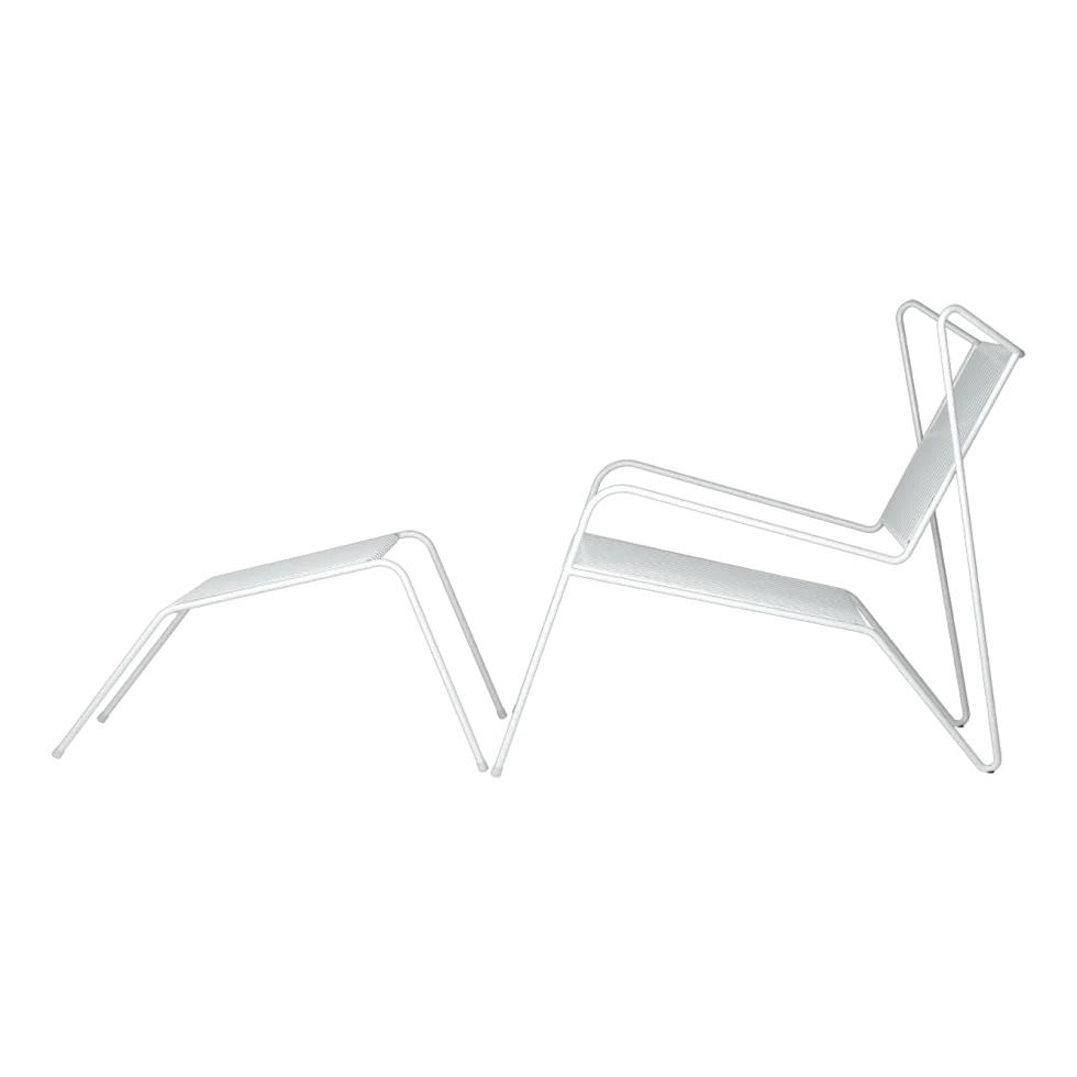 Chaise lounge avec repose pieds en acier blanc Capri Easy - Cools Collection
